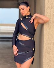Sexy Aahana Kumra in a Black One Shoulder Cut Out Mini Dress Pictures 03