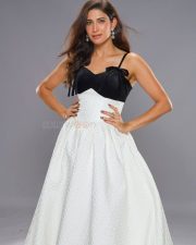 Sexy Aahana Kumra in a Black and White Slip Dress Photos 02