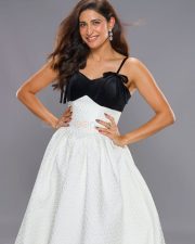 Sexy Aahana Kumra in a Black and White Slip Dress Photos 03