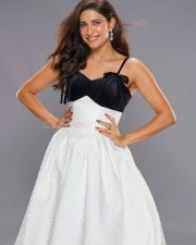 Sexy Aahana Kumra in a Black and White Slip Dress Photos 03