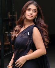 Sophisticated Actress Chandni Bhagwanani in a Black Saree Photos 01