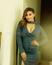 Sultry Kangna Sharma Cleavage in a Teal Pinstripe Blazer Dress Photos 01