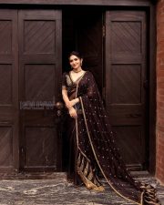 Timeless Actress Kayadu Lohar in a Dark Maroon Embroidered Saree Photos 01 Timeless Actress Kayadu Lohar in a Dark Maroon Embroidered Saree Photos 01