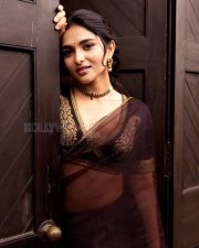 Timeless Actress Kayadu Lohar in a Dark Maroon Embroidered Saree Photos 02 Timeless Actress Kayadu Lohar in a Dark Maroon Embroidered Saree Photos 02