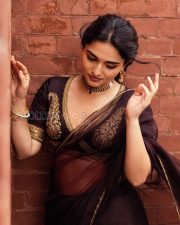 Timeless Actress Kayadu Lohar in a Dark Maroon Embroidered Saree Photos 04 Timeless Actress Kayadu Lohar in a Dark Maroon Embroidered Saree Photos 04