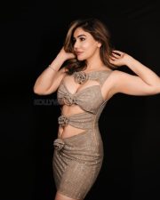 Used Actress Kangna Sharma in a Champagne Nude Mini Dress with a Cleavage Cutout Pictures 01