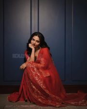 Vibrant Actress Kayadu Lohar in a Red Floral Embroidered Salwar Suit Photos 03 Vibrant Actress Kayadu Lohar in a Red Floral Embroidered Salwar Suit Photos 03