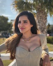 A Masterpiece Actress Ashu Reddy Busty Cleavage in a Long Sleeved Beige Dress with a Corset Style Top Photos 02 A Masterpiece Actress Ashu Reddy Busty Cleavage in a Long Sleeved Beige Dress with a Corset Style Top Photos 02