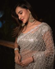 Dazzling Actress Ashu Reddy in a Silver Pearl Lattice Saree Photos 02 Dazzling Actress Ashu Reddy in a Silver Pearl Lattice Saree Photos 02