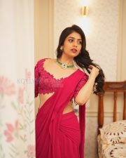 Elegant Actress Bandhavi Sridhar in a Pink Magenta Saree Photos 01