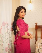 Elegant Actress Bandhavi Sridhar in a Pink Magenta Saree Photos 02