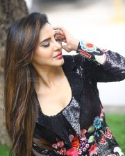 Elegant Ashu Reddy in a Black Eclectic Dress Photos 01