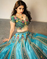 Radiant Actress Bandhavi Sridhar in a Teal Floral Embroidered Lehenga Photos 05