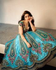 Radiant Actress Bandhavi Sridhar in a Teal Floral Embroidered Lehenga Photos 07