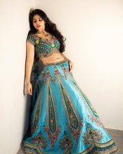 Radiant Actress Bandhavi Sridhar in a Teal Floral Embroidered Lehenga Photos 08