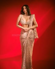 Hot Giorgia Andriani in a Light Pink Gold Sequin Saree with a Deep Cut Bralette Blouse Photos 01 Hot Giorgia Andriani in a Light Pink Gold Sequin Saree with a Deep Cut Bralette Blouse Photos 01