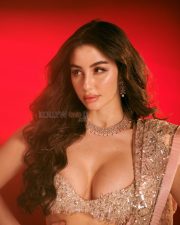 Hot Giorgia Andriani in a Light Pink Gold Sequin Saree with a Deep Cut Bralette Blouse Photos 10 Hot Giorgia Andriani in a Light Pink Gold Sequin Saree with a Deep Cut Bralette Blouse Photos 10