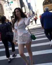 Seductive Giorgia Andriani Legs in a White Lace Robe Corset Bustier Photos 06
