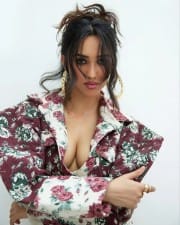 Kannada Actress Akanksha Sharma Showing Cleavage in a Floral Dress Pictures 02