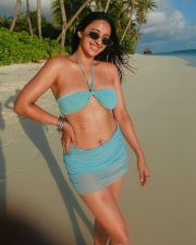 Stunning Akansha Ranjan in a Blue Two Piece Bikini Photos 01
