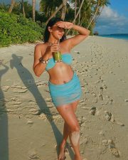 Stunning Akansha Ranjan in a Blue Two Piece Bikini Photos 02