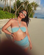 Stunning Akansha Ranjan in a Blue Two Piece Bikini Photos 04
