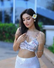 Enchanting Actress Donal Bisht in a White Butterfly Crop Top Photos 02