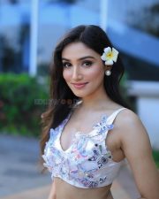 Enchanting Actress Donal Bisht in a White Butterfly Crop Top Photos 03