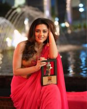 Glam Ridhi Dogra in a Vibrant Pink Saree with a Shimmering Golden Beige Corset Blouse Photos 03