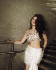 Glamorous Edin Rose in a Designer Printed Blouse with a White Mini Skirt Photos 02