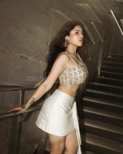 Glamorous Edin Rose in a Designer Printed Blouse with a White Mini Skirt Photos 03
