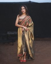 Luminous Actress Jonita Gandhi in a Gold Silk Saree Photos 03 Luminous Actress Jonita Gandhi in a Gold Silk Saree Photos 03