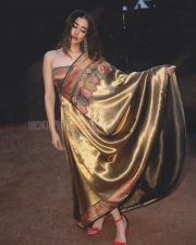 Luminous Actress Jonita Gandhi in a Gold Silk Saree Photos 04 Luminous Actress Jonita Gandhi in a Gold Silk Saree Photos 04