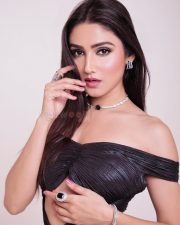 Provocative Donal Bisht Cleavage in a Black Off Shoulder Cutout Set Photos 01