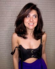 Sexy Ridhi Dogra in a Black Harness and Blue Suit Top Pictures 04