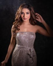 Sizzling Donal Bisht in a Shimmery Off Shoulder Dress Photos 01