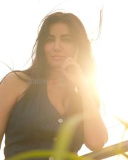 Alluring Actress Amy Aela in a Sheer Ribbed Knit Halter Bodysuit Photos 01