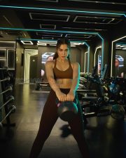 Athletic Actress Sharvari Wagh in a Brown Sports Bra Photos 03