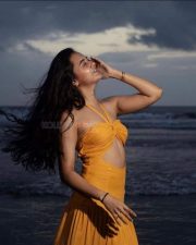 Beachside Glam Tejasswi Prakash in a Yellow Halter Maxi Dress Photos 02