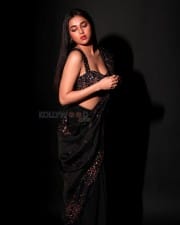 Dazzling Diva Tejasswi Prakash in a Black Saree Pictures 02