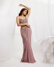 Elegant Sharvari Wagh in an One Shoulder Saree Gown with a Heart Shaped Design at MAMI Opening Ceremony Photos 04