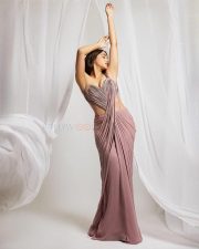 Elegant Sharvari Wagh in an One Shoulder Saree Gown with a Heart Shaped Design at MAMI Opening Ceremony Photos 05