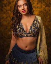 Her Hotness Tejaswi Prakash in a Navy Color Embroidered Lehenga Photos 02