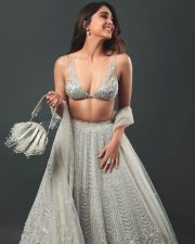 Hot Sharvari Wagh in a Silver Grey Lehenga with a Cleavage Bralette and Sheer Dupatta Photos 01