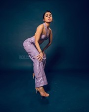 Hot Tejasswi Prakash in a Lilac Leather Bralette and Matching Pant Photos 01
