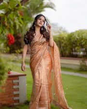 Love Me Actress Vaishnavi Chaitanya in an Orange Saree Pictures 04