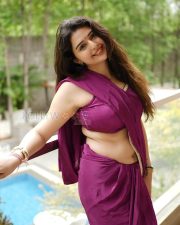 Luminous Actress Vedvika Soni in a Purple Saree Photos 01