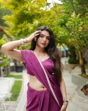Luminous Actress Vedvika Soni in a Purple Saree Photos 04