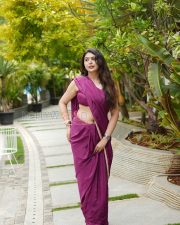Luminous Actress Vedvika Soni in a Purple Saree Photos 07