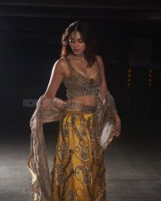 Resplendent Actress Sharvari Wagh in a Yellow Silver embroidered Lehenga Photos 02